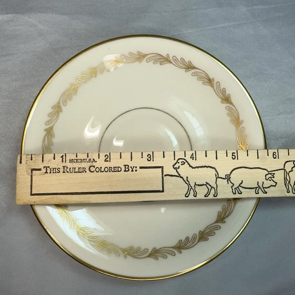 Tiffany & Co Gold Laurel Teacup and Saucer Set Cream Porcelain Japan‎ Gilt Rim